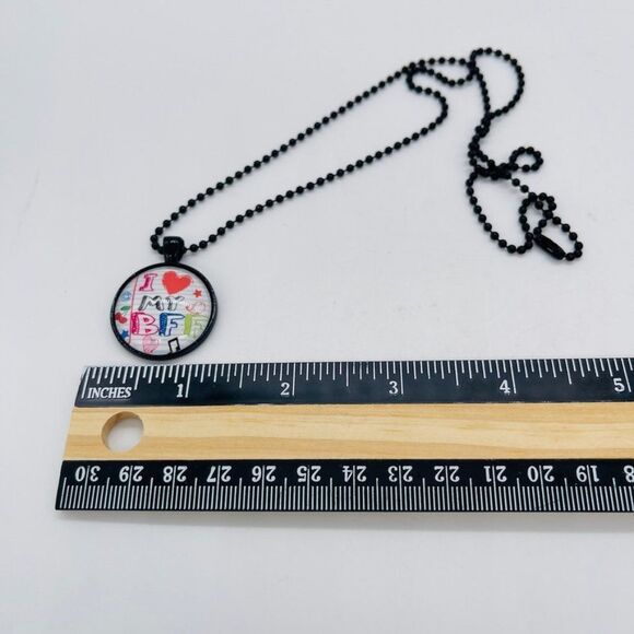 I Love My BFF Necklace with Dog Tag Motif and Chain Black 12" Chain - Picture 4 of 6
